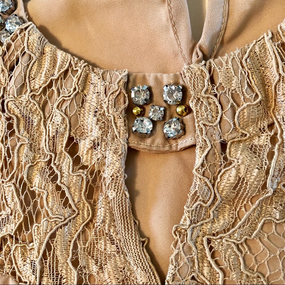 Angela Fashion - Lace and Jewel Embellished Top - Picture 3 of 6